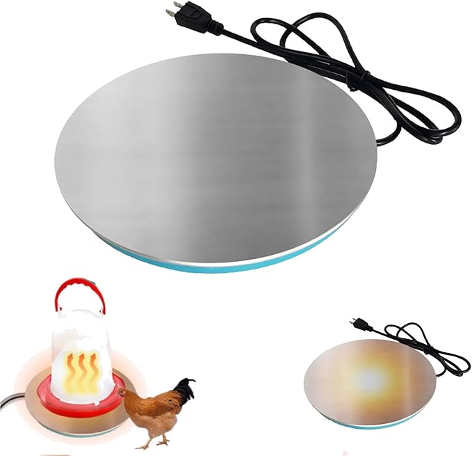 Chicken Water Heater,Chicken Water Heater for Winter,Heated Base for Metal Plastic Poultry Founts Waterer,Poultry Waters Heater Base for Chicks Goose Drinker in Winter Grey,No Freezing (Silver, 20cm)