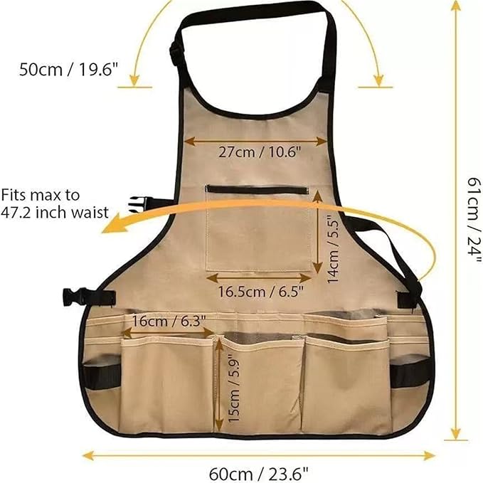 Garden apron waterproof multi-pocket auto mechanic overalls for outdoor pruning, harvesting and weeding