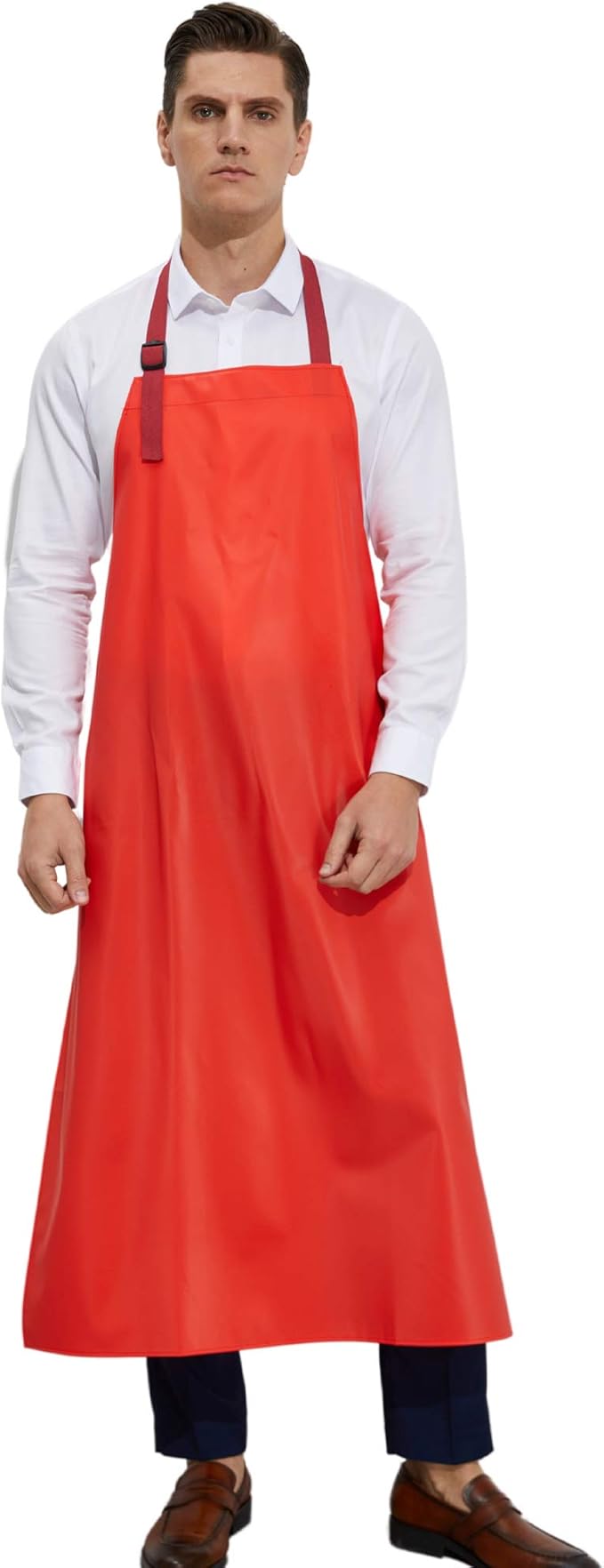 Waterproof Vinyl Long Apron - Lined Linen, Chemical Resistant Work Apron Safe Cloth