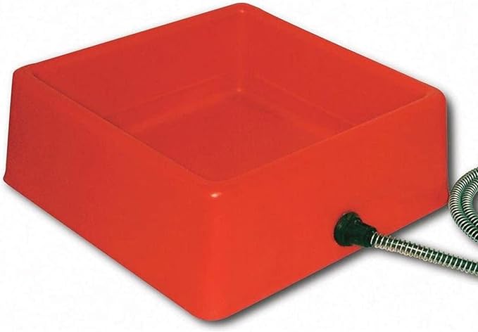 Farm Innovators 1.25 Gallon 60 Watt Electric Heated Pet Water Bowl with Thermostatic Control and Anti Chew Cord Protector, Red (2 Pack)