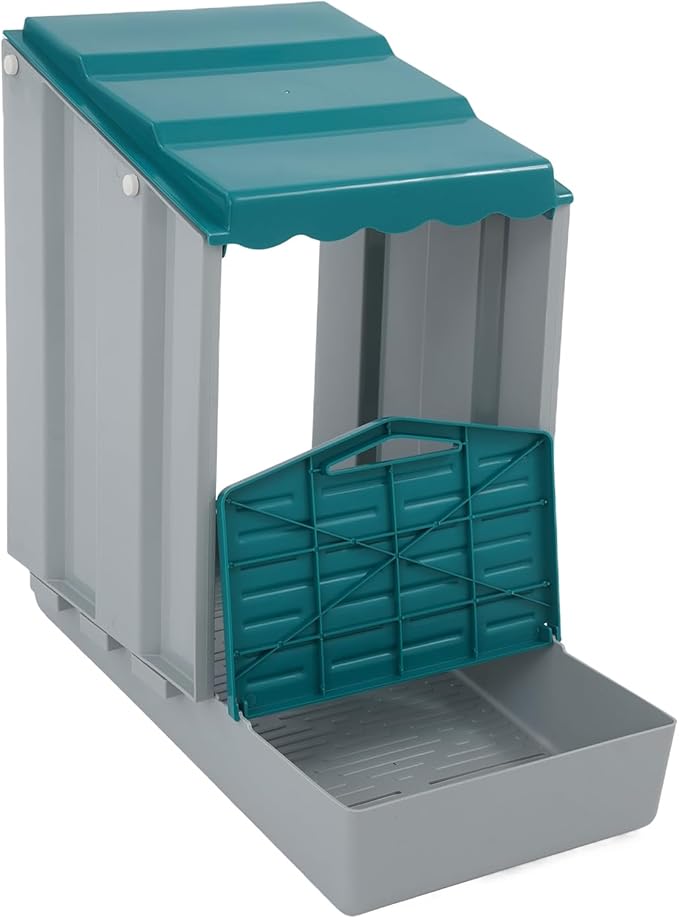 Chicken Nesting Box, 4 Compartments PP Nesting Box, Wall Mountable Nesting Boxes with Inclined Top, Drain Holes & Resting Platform for Chicken and Poultry to Collect Eggs