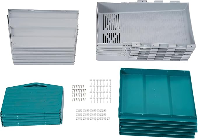 Chicken Nesting Box, 6 Compartments PP Nesting Box, Wall Mountable Nesting Boxes with Inclined Top, Drain Holes & Resting Platform for Chicken and Poultry to Collect Eggs
