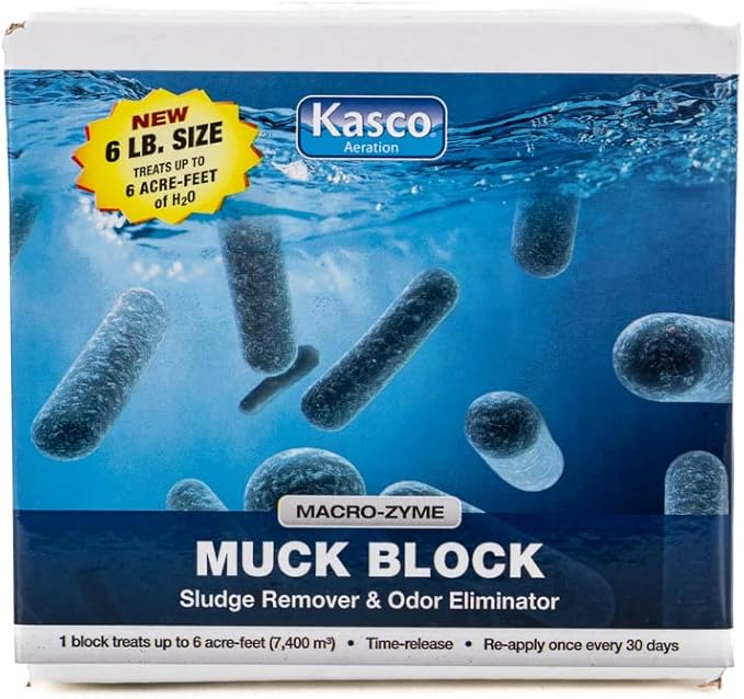 Kasco Macro Zyme Time Release Block Beneficial Bacteria Pack of 2 | Muck Remover for Ponds & Lakes | Non-Chemical Lake & Pond Treatment for Eliminating Sludge & Odors | Treats Up to 6 acre-feet 12 lb.