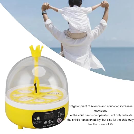 Egg Incubator,Automatic Temperature Humidity Control Automatic Turner,Transparent Lid Incubators for Hatching Eggs,for Chickens Ducks Pigeons (YELLOE)