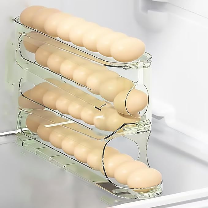 2PCS Stackable Refrigerator Egg Holder - 44 Count Durable Plastic Organizer, Space-Saving Storage Container with Easy Access for Fresh Eggs（transparent）