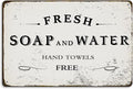 Fresh Soap and Water Aluminium Plate Signs, Funny Vintage Decor for Home Farmhouse Bathroom, Rustic Wall Art Decorations 8 X 12 Inch Metal Signs