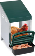Single Roll Out Chicken Nesting Boxes,Chicken Egg Laying Box,Metal Nesting Boxes with Swing Perch for Chickens,Roll Away Egg Collection for Chicken Coop