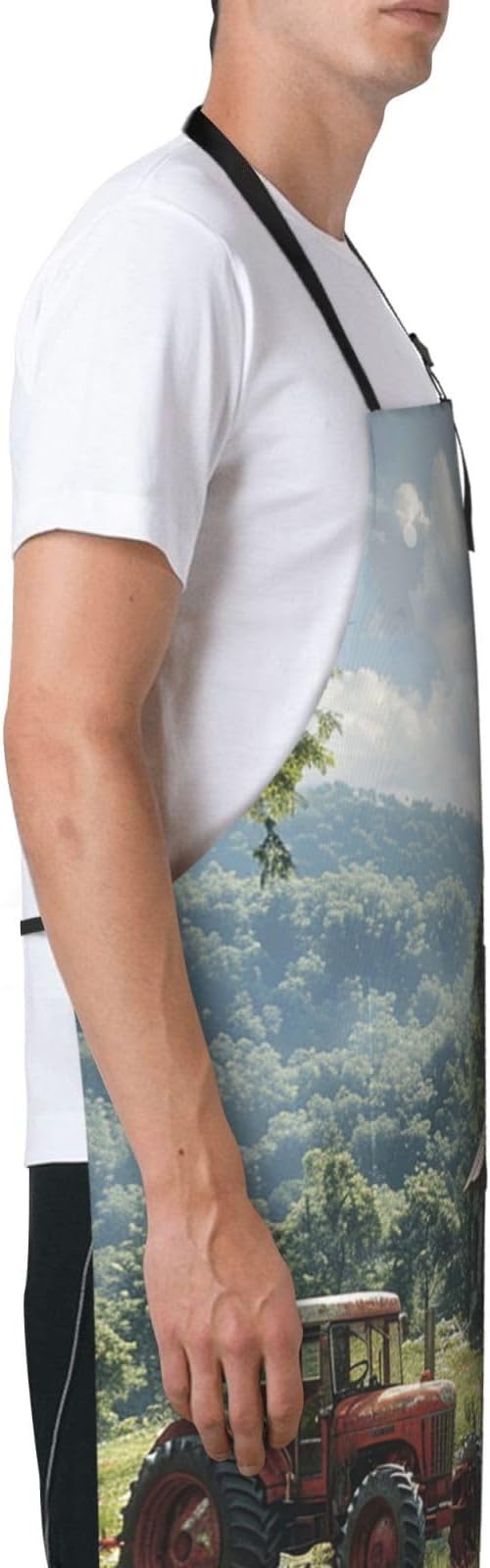 Kitchen Aprons for Men Women Waterproof Apron with 2 Pockets Cool Steampunk Gears Apron Adjustable Bib Aprons