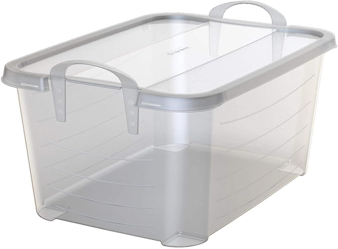 Life Story 18 Pack Light Duty Stackable Storage Bin, 55 Quart Home Organizer, Versatile Lightweight Locking Bins with Carrying Handles, Clear