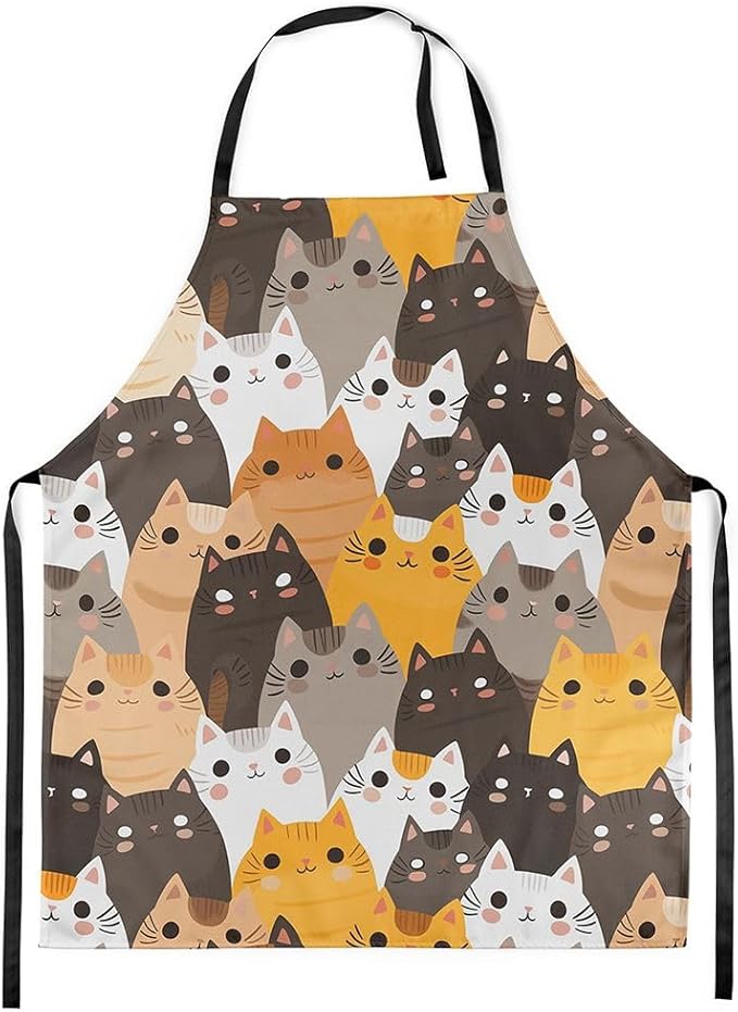 jejeloiu Cartoon Cats Apron for Women Men 26"x31"