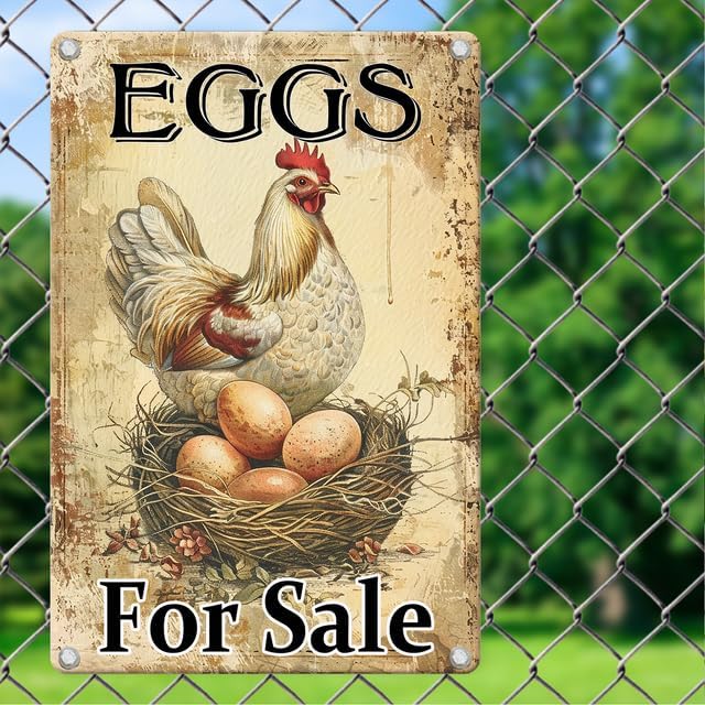 Farm Fresh Eggs For Sale Aluminium Sign 12in×16in, Sturdy Aluminum Metal Signs Rust Free, Fresh Chicken Eggs For Sale Yard Sign, Egg Sign With Stakes