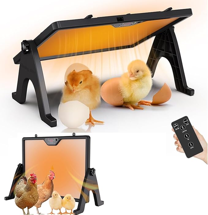 Smart Chick brooder Heating Plate for Chick 12"x16" Chicken coop Heater with Thermostat Radiant Heat Plate Panel with Adjustable Temperature, Timer,Remote Control for Winter Heating
