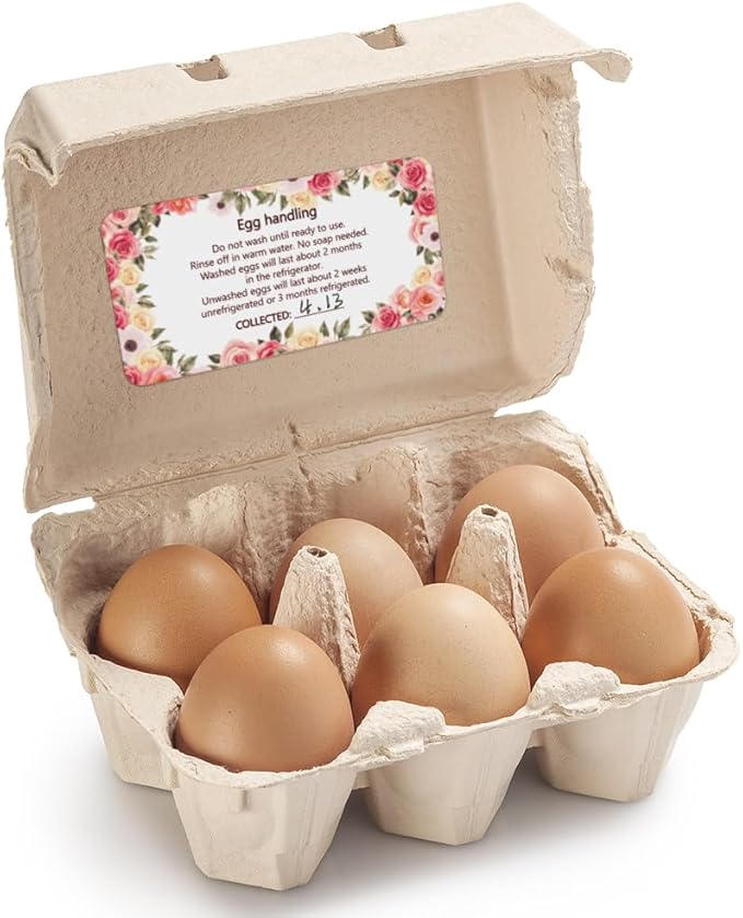 160 Pcs Egg Carton Labels, Flower Eggs Handling Stickers Farm Fresh Laid on Sticker PET Adhesive Egg Packaging Sticker for Box Container Carton Farm Supplies, 2x4 Inch