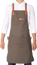 NEOVIVA Canvas Tool Apron for Men and Women with Pockets, Heavy Duty Cross Back Work Apron for Shop BBQ Woodworking