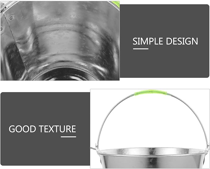 Metal Water Bucket 8l Original Color Heavy Duty Portable Water Container for Outdoor Garden, Farm, and Beach Sand Carrying