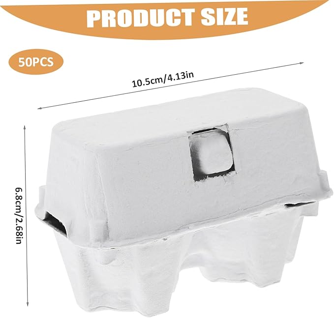 Paper Egg Cartons 2 Count 3x4 Paper Pulp Egg Cartons 50PCS Reusable No Breakage for Refrigerator Farm Market Travel Bulk Duck Tray Crates.