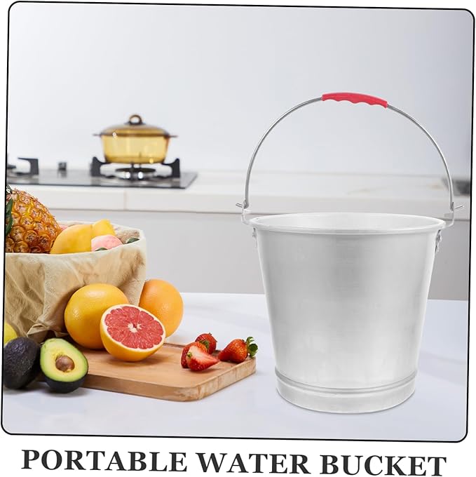 ABOOFAN Portable Aluminum Water Bucket Heavy-Duty Container for Farm Beach and Outdoor Use Capacity Multipurpose Design