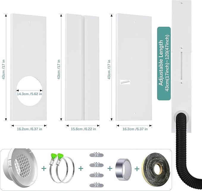 Dryer Vent Window Kit, 4 inch Adjustable Window Vent Kit for Exhaust Ventilation(Adjustable Up to 47 inches)