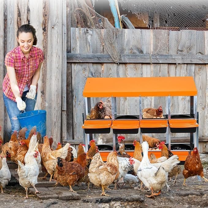 Chicken Nesting Box，8-Hole Nesting Boxes for Chicken Coop with Removable Plastic Egg Tray & Ventilation Holes, Wall Mount/Freestanding Poultry Laying Boxes for Hens, Ducks & Coops Easy Egg Collection