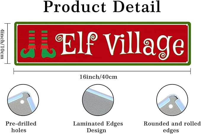 Christmas Village Metal Tin Sign Christmas Plaque Sign Vintage Wall Decoration Home Bar Kitchen Cafe Bar Farmhouse Wall Art Sign 4x16 Inch