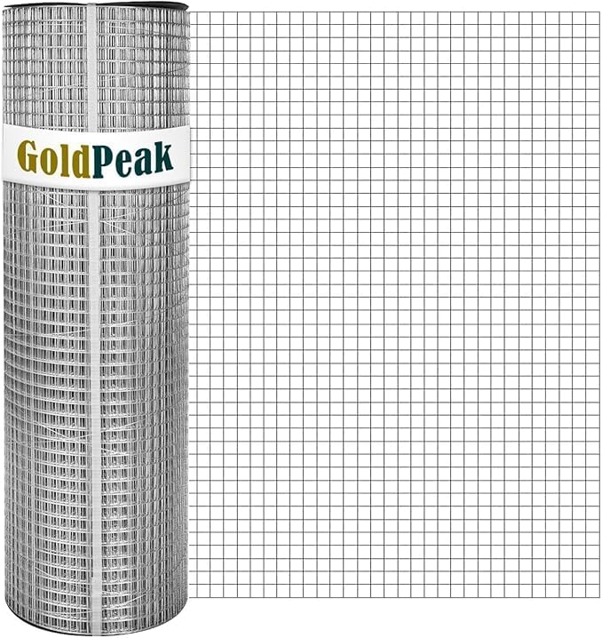 GoldPeak Galvanized Hardware Cloth 1/2 inch 36 x 100 ft 19 Gauge, Hot-dip Galvanized After Welding, Chicken Wire Fencing Wire Mesh Roll Welded Wire Fence Gopher Wire Cloth Rodent Wire