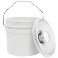 3.5-Gallon White Bucket Pail with Spout Lid, Metal Handles with Plastic Grip for Easy Carrying, Easy Stack and Store, Heavy-Duty Extra Durable, Food Grade, BPA Free - 1 Pack