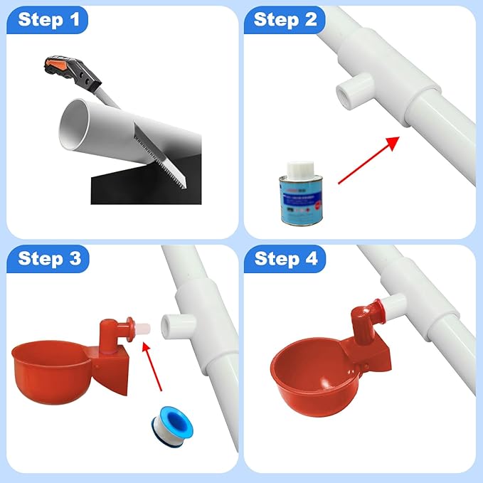 Complete Set of Piped Automatic Poultry Drinking System Accessories with PVC tee, Poultry Drinker Accessories, Chicken Drinking System Accessories.(Note: Only one tee Fitting is Included)