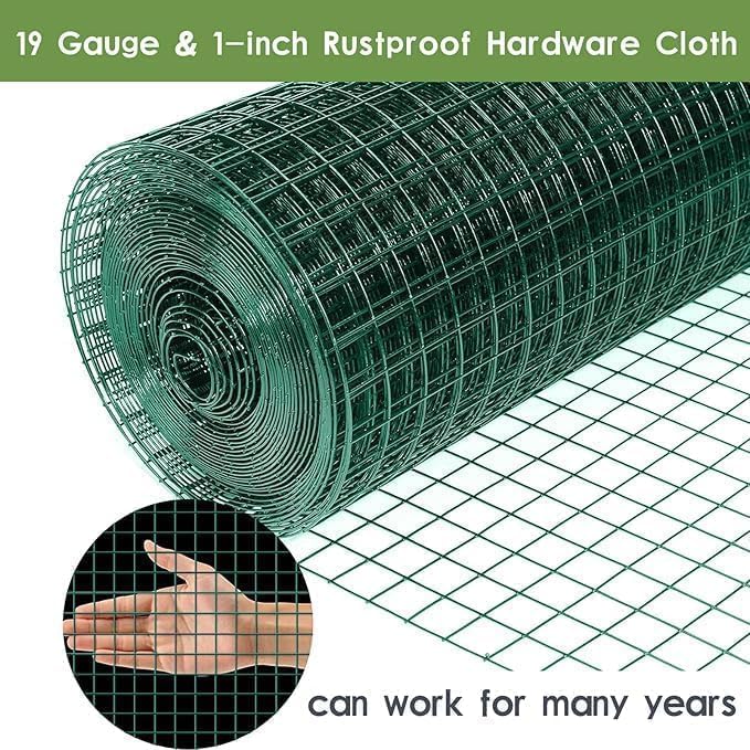 Tongmo Hardware Cloth, Chicken Wire Fencing, 19 Gauge Galvanized Wire & 1"x1" Mesh Size Welded Wire Roll Garden Fence, Poultry Netting for Rabbit/Duck/Chicken Coop (36" x 100')