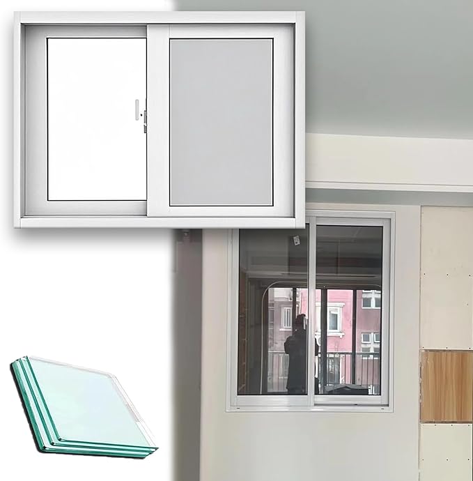 White Replacement Basement Window, 35x14in / 89x36cm Custom Size Ventilation Window, with Clear Glass and Complete Kits, Chicken Coop Egress Slider Window