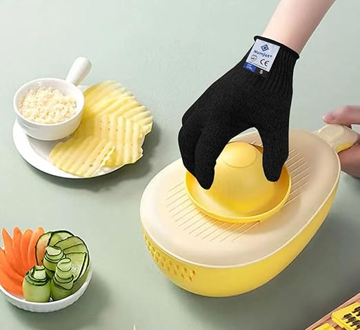 Cutting Gloves, Food Grade Level 5 Protection, Safety Kitchen Cut Gloves for Oyster Shucking, Fish Fillet Processing, Mandolin Slicing, Meat Cutting and Wood Carving. (Black-Large 1 Pairs)