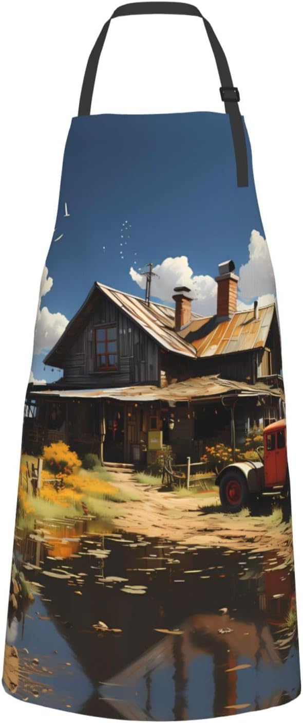 Tyrannosaurus rex Heavy Duty Waterproof Apron with Pockets for AdultsResistant Grilling, Gardening, Painting