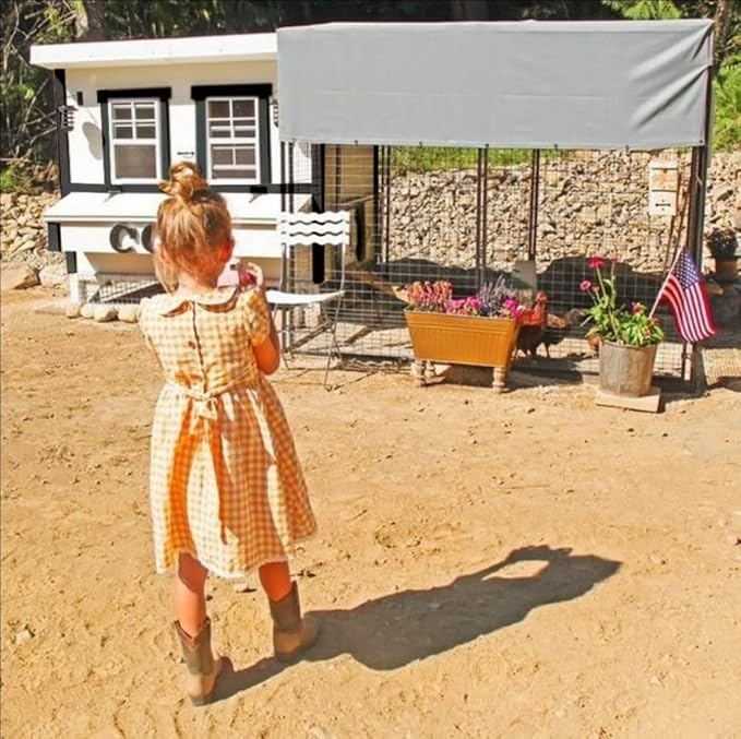 OverEZ Farmhouse Large Chicken Coop for Up to 15 Chickens - Nesting Box - Large Bird, Poultry and Hen House Made from Wood, Made in USA