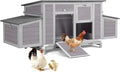 Chicken Coop, Outdoor Hen House Poultry Cage with Nesting Box, Leakproof Pull Out Tray and UV-Resistant Roof (67" L x 25" W x 28" H)