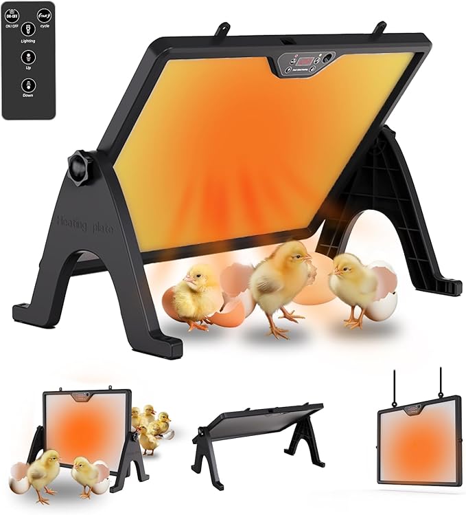 Brooder Plate for Chicks with Remote Control – Smart Chicken Coop Heater Plate for up to 25 Chicks, Dual-Sided Heating, Adjustable Temperature & Height, 180W Fast Heating Poultry Heat Plate