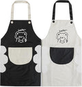 2 Pack Kitchen Apron with Hand Wipe,Water-drop Resistant with 2 Pockets Cooking Bib Aprons for Women Men Chef