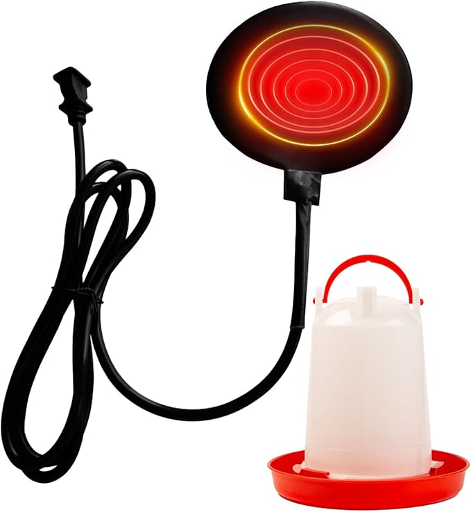 Chicken Water Heater, 5.9 Inch Silicone Freeze Proof Heating Pad, 20W Poultry Waterer Heater with 60 Inch Cord, Winter Farm Livestock Heating for Chicken Coop Outdoor Use, Keeps Water from Freezing