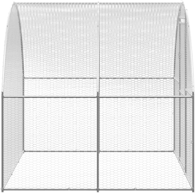 Large Outdoor Chicken Coop with Waterproof Roof, Walk-in Metal Poultry Run for Ducks and Small Animals, 118 x 118 x 79 Inch Durable Steel Backyard Cage