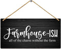 Farmhouse-Ish Rustic Wood Plank Sign Hanging Printed Plaque Farmhouse Porch Vintage Wall Decor 10"x5"