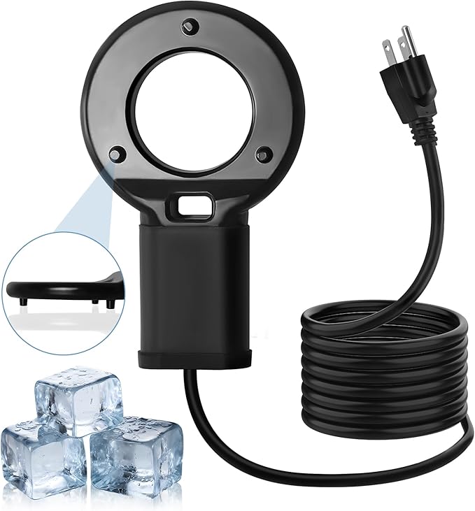 1PCS 250W Utility De-Icer Heater - Cast Aluminum Thermostatic Control for Bird Bath, Chicken Waterer & Stock 9.8FT Cord Chicken Water Heater - Safe for Livestock, Wildlife (1, 500W)