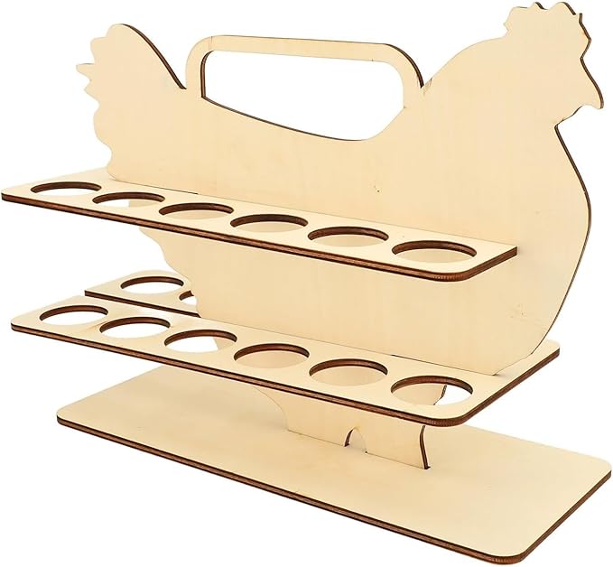 Wooden Chicken Egg Storage Rack Holder for 24 Eggs Countertop Organizer Display Basket Kitchen Counter Farmhouse Style Egg Keeper