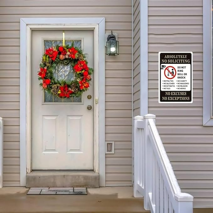 No Soliciting Sign for House Metal Signs- No Soliciting Yard Sign 8x12 Inch