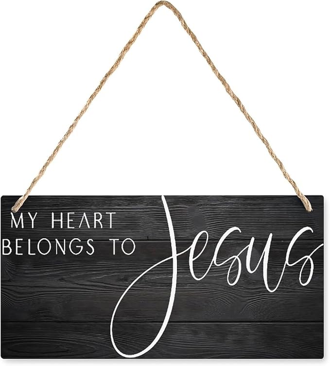 My Heart Belongs to God Wood Plank Sign God Wall Decor Hanging Home Decor Gift for Friends Cafe Bar Pub Bedroom 10"x5"