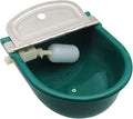 Plastic Automatic Water Bowl with Stainless Steel lid, Livestock Waterer for Cattle Horse Goat Sheep Dog, Water Trough Bowl with Float Valve (No Pipe)