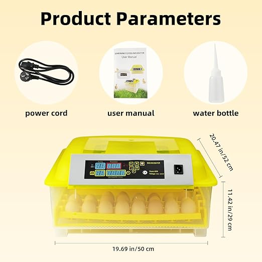 Egg Incubator for Hatching Eggs, Automatic Egg Turner & Digital Humidity Control, 56 Egg Capacity, Clear Temperature Display, Externa, 360° Clear Viewing for Poultry, Ducks, Quail (48-56 Eggs)