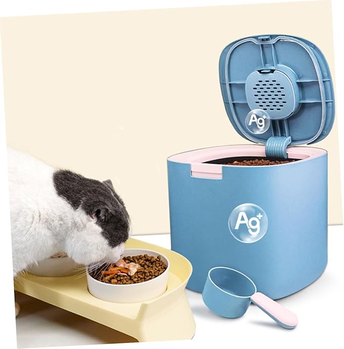 VICASKY Grain Storage Barrel Food Container Sealed Grain Holder Covered Pet Food Storage Containers Pet Food Storage Bucket Portable Dry Container for Pet Food Pet Food Bucket Pets Blue