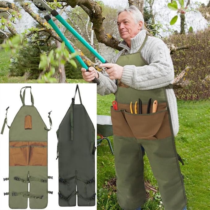 Gardening Apron with Pockets for Women & Men, With Adjustable Straps,Ideal for Gardening, Cooking, Painting