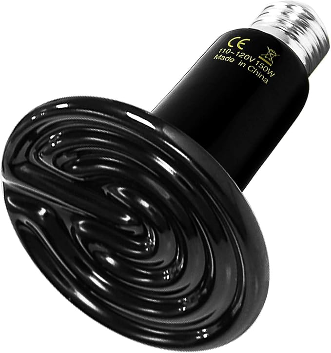 Simple Deluxe Ceramic Heat Emitter 150W Reptile Heat Lamp Bulb No Light Emitting Brooder Coop Heater for Amphibian Pet Snake Turtle & Incubating Chicken, No Harm, Color Black, 1 Pack