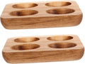 DOITOOL 2pcs Acacia Wood Egg Holder Rustic Countertop Egg Basket for Storage and Serving Vintage Kitchen Organizer Rack