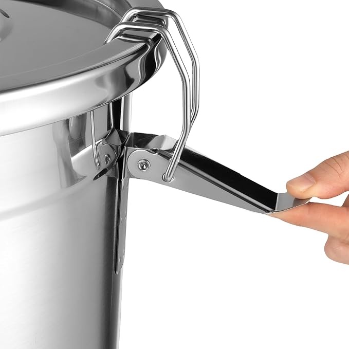 Stainless Steel Airtight Canister for Kitchen, Rice Cereal Grain Canisters Container for Household Kitchen Food Bean Flour Oil Sugar Milk Cookie Storager Bucket w/Handles+Lid (21L/33L) (33L)
