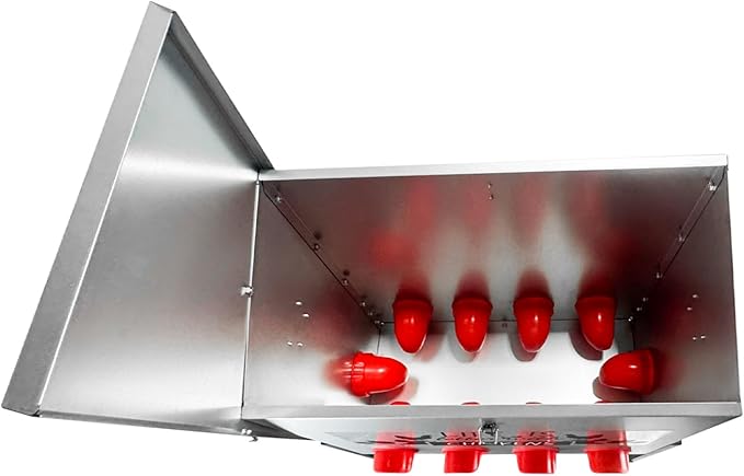 Automatic Chicken Feeder 95LB Large Capacity Poultry Feeders with 10 No Waste Feeding Ports Galvanized Metal Feeder Box with Adjustable Legs Locking Lid and Handles for Outdoor